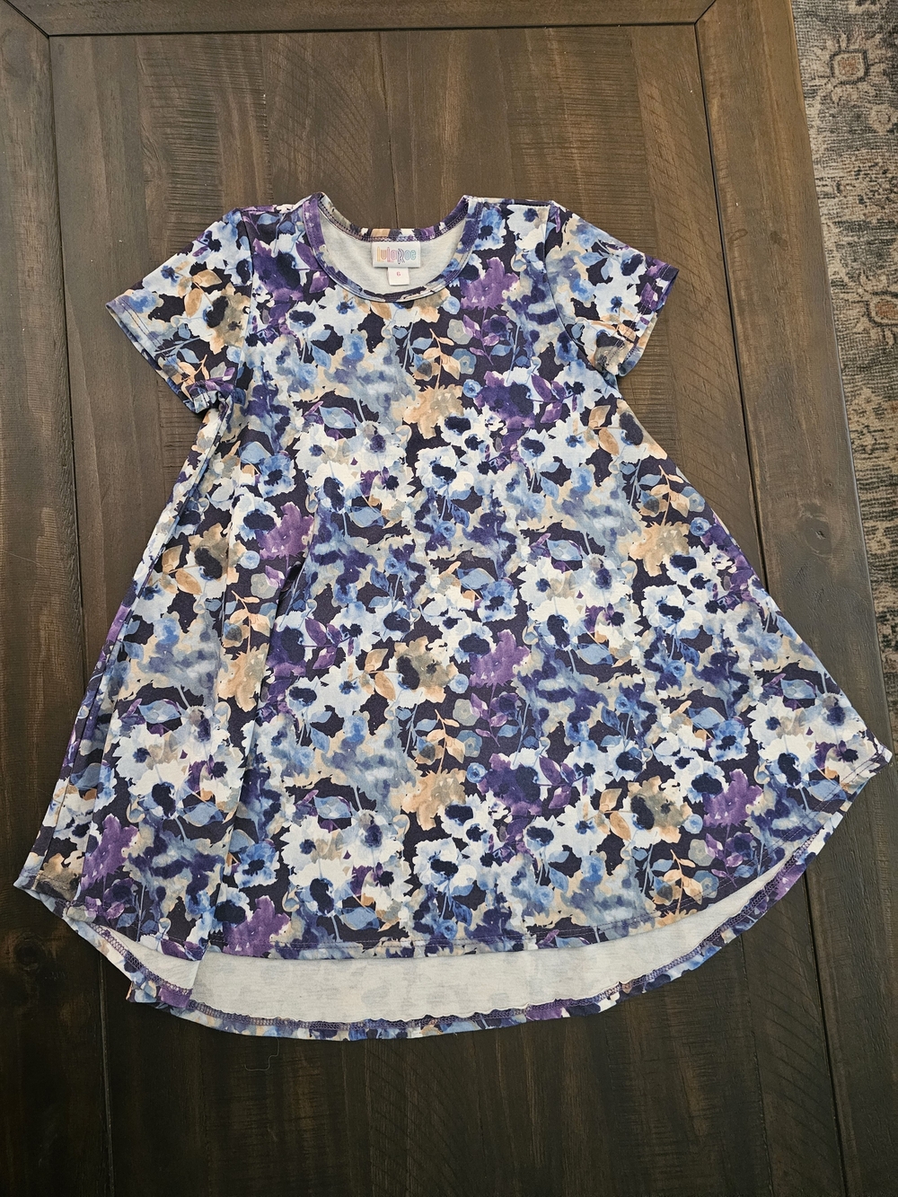 Girls Floral Swing Dress in Purple and Blue